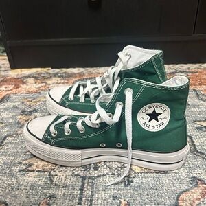 Converse Green Platform High-Top Sneakers